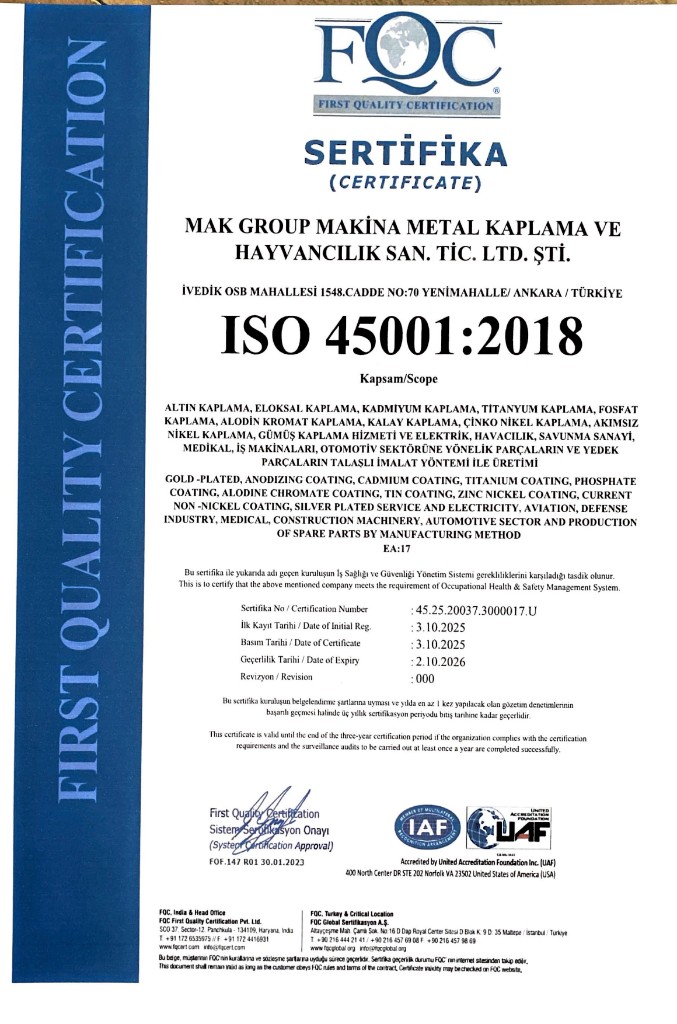 ISO 45001:2018 İş Sağlığı ve Güvenliği Yönetim Sistemi